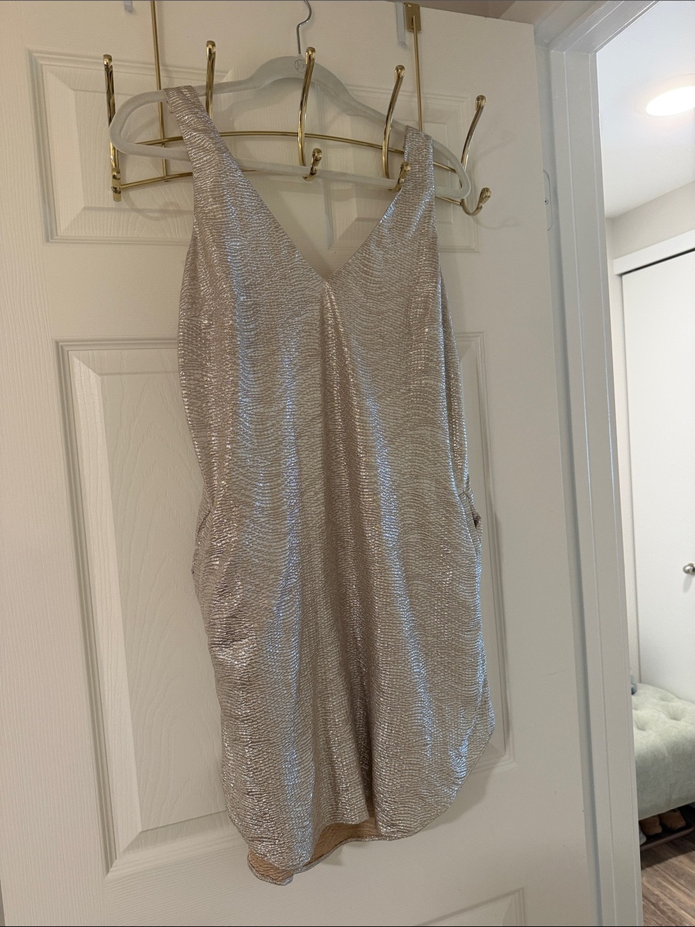 Lilly Pulitzer Silver Metallic V-Neck Mini Dress